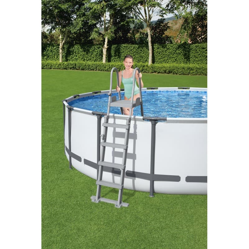 Échelle sécurisée pour piscine hors-sol jusqu'à hauteur 132 cm - 2 x 4 marches - miniature 2
