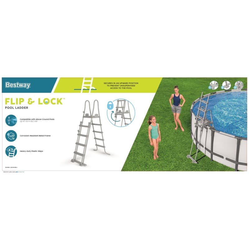 Échelle sécurisée pour piscine hors-sol jusqu'à hauteur 132 cm - 2 x 4 marches - miniature 3