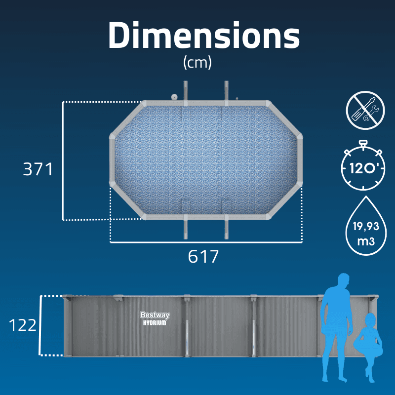 Piscine acier ovale Bestway Hydrium 610 x 366 x 122 cm gris clair - miniature 3