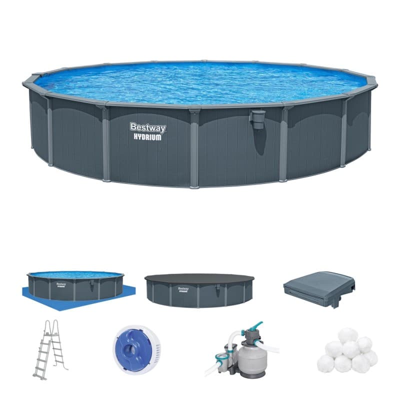 Piscine acier ovale Bestway Hydrium 732 x 366 x 132 cm gris foncé - miniature 2