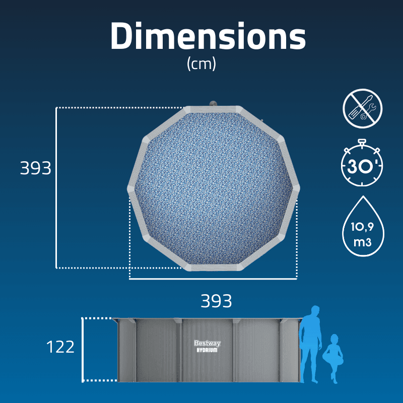 Piscine acier ronde Bestway Hydrium 366 x 122 cm gris clair - miniature 3