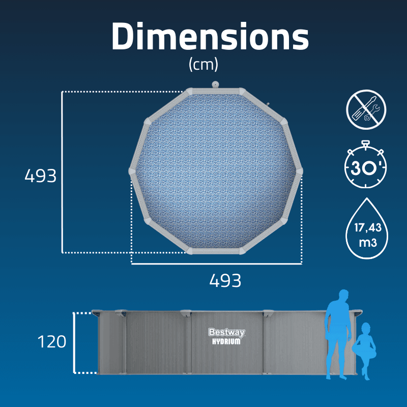 Piscine acier ronde Bestway Hydrium 457 x 122 cm gris clair - miniature 3