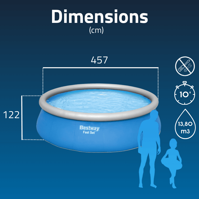Piscine gonflable ronde Bestway Fast Set 457 × 122 cm bleu - miniature 3