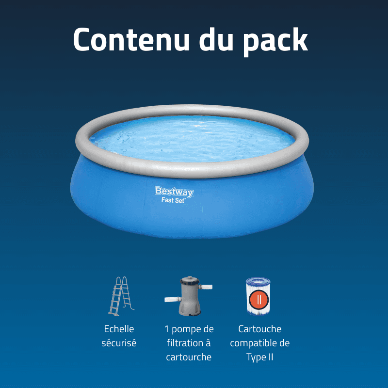 Piscine gonflable ronde Bestway Fast Set 457 × 122 cm bleu - miniature 4