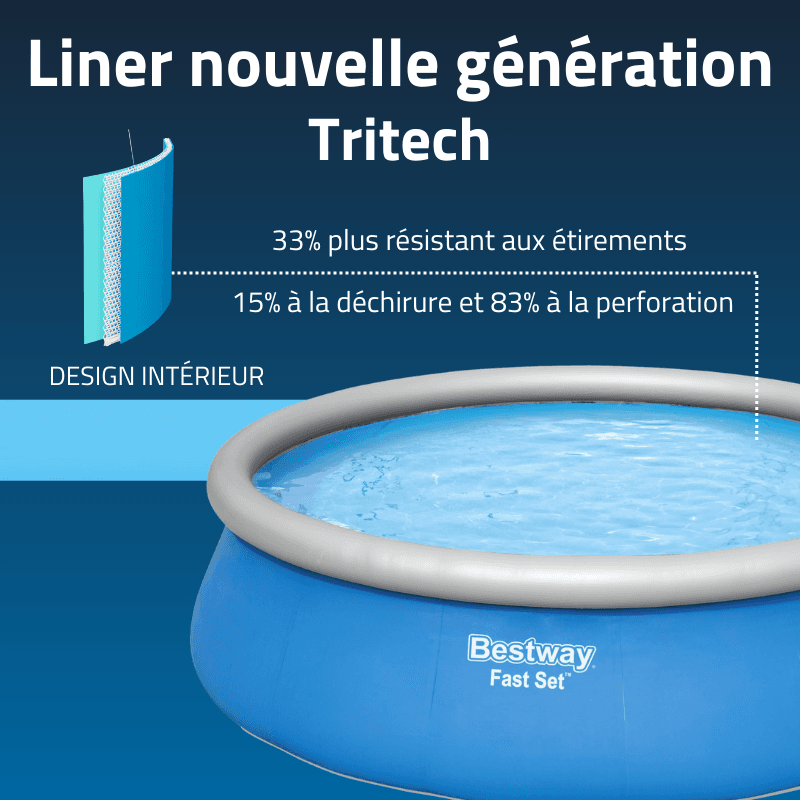 Piscine gonflable ronde Bestway Fast Set 457 × 122 cm bleu - miniature 5