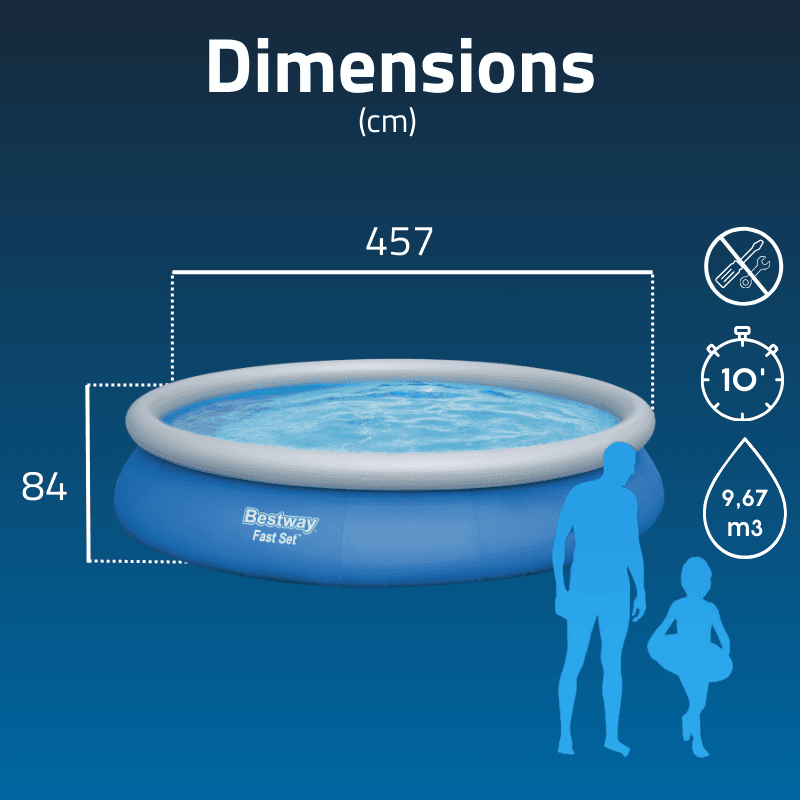 Piscine gonflable ronde Bestway Fast Set 457 × 84 cm bleu - miniature 3
