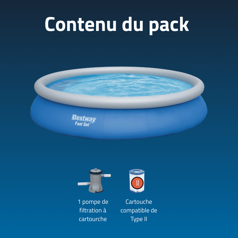 Piscine gonflable ronde Bestway Fast Set 457 × 84 cm bleu - miniature 4