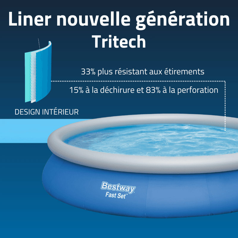 Piscine gonflable ronde Bestway Fast Set 457 × 84 cm bleu - miniature 5