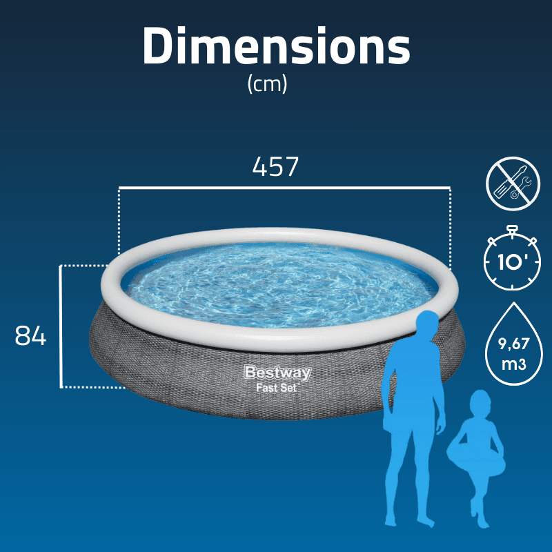 Piscine gonflable ronde Bestway Fast Set 457 × 84 cm effet rotin - miniature 3