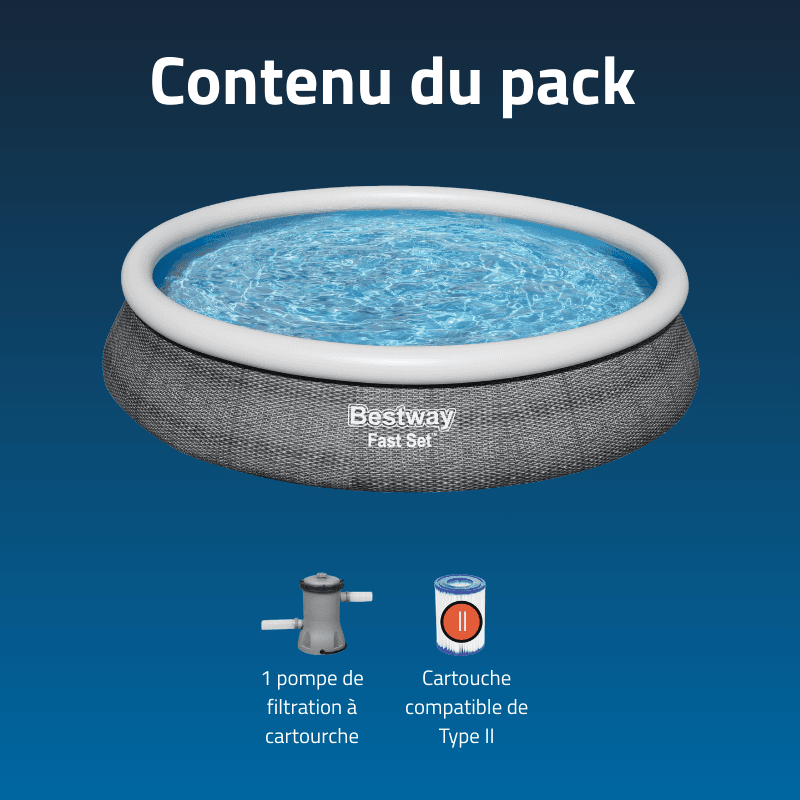 Piscine gonflable ronde Bestway Fast Set 457 × 84 cm effet rotin - miniature 4