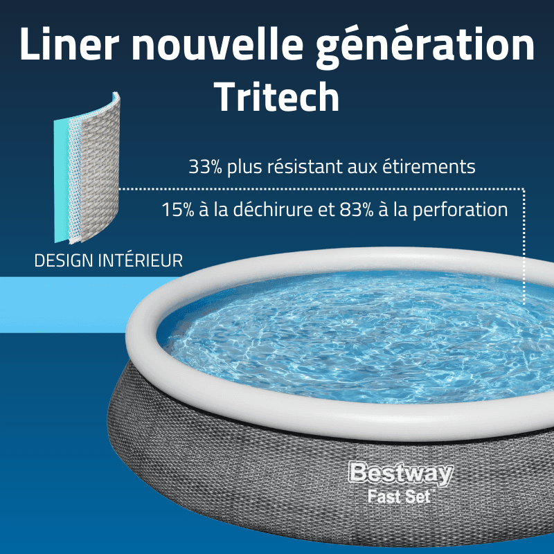 Piscine gonflable ronde Bestway Fast Set 457 × 84 cm effet rotin - miniature 5