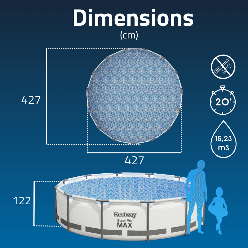 Piscine hors sol tubulaire ronde Bestway Steel Pro Max 427 x 122 cm gris clair - miniature 3