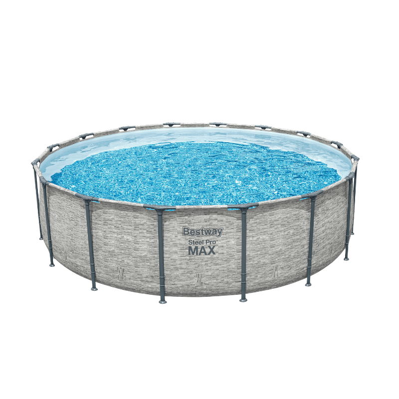 Piscine hors sol tubulaire ronde Bestway Steel Pro Max 488 x 122 cm decor pierres