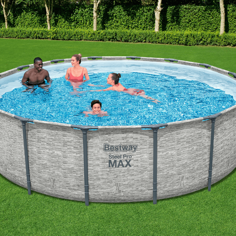 Piscine hors sol tubulaire ronde Bestway Steel Pro Max 488 x 122 cm decor pierres - miniature 3
