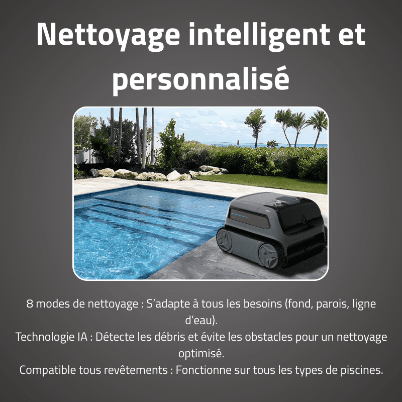 Robot piscine sans fil Atlas Vision nettoyage fond parois et ligne d'eau 200 m² max - miniature 2