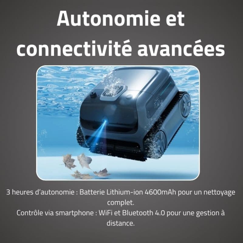 Robot piscine sans fil Atlas Vision nettoyage fond parois et ligne d'eau 200 m² max - miniature 3
