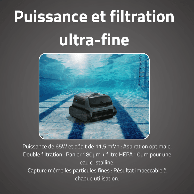Robot piscine sans fil Atlas Vision nettoyage fond parois et ligne d'eau 200 m² max - miniature 4