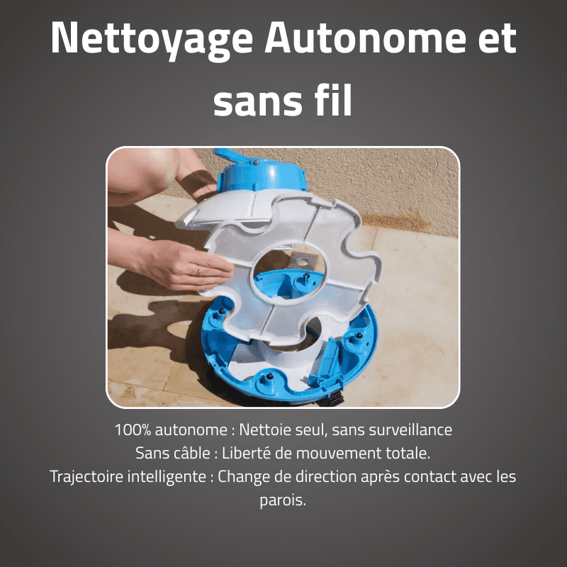 Robot piscine sans fil Frisbee bleu nettoyage fond plat 15 m² max - miniature 2
