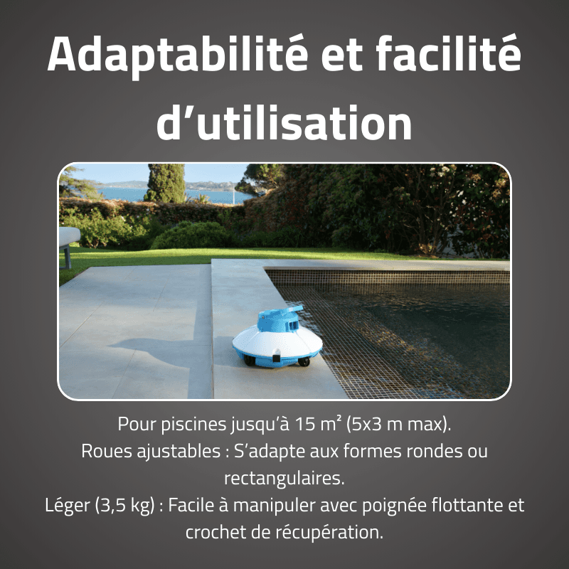 Robot piscine sans fil Frisbee bleu nettoyage fond plat 15 m² max - miniature 4