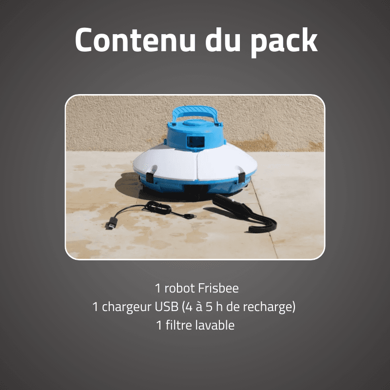 Robot piscine sans fil Frisbee bleu nettoyage fond plat 15 m² max - miniature 5