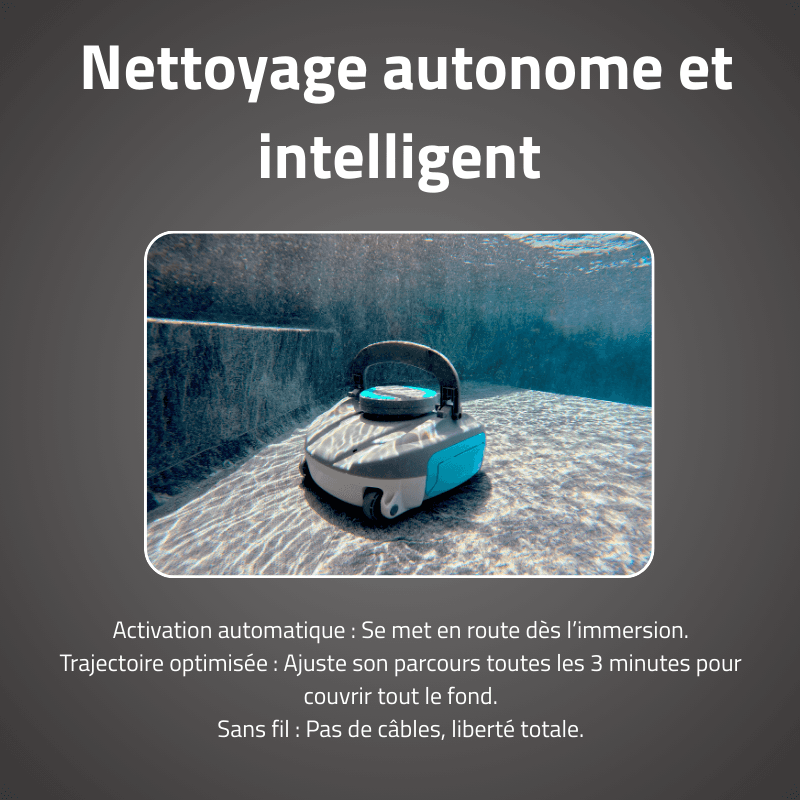 Robot piscine sans fil Agathe nettoyage fond plat 15 m² max - miniature 2