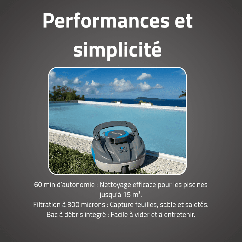 Robot piscine sans fil Agathe nettoyage fond plat 15 m² max - miniature 4