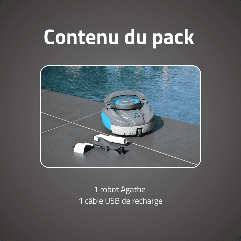 Robot piscine sans fil Agathe nettoyage fond plat 15 m² max - miniature 5