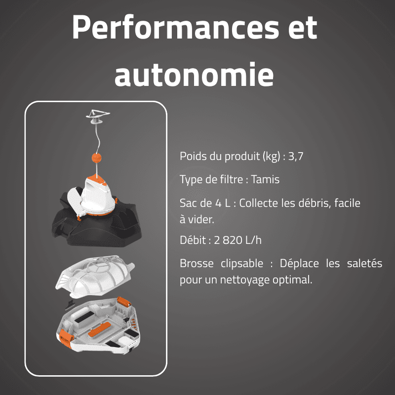 Robot piscine sans fil AquaRover nettoyage fond plat max 45m² - miniature 2