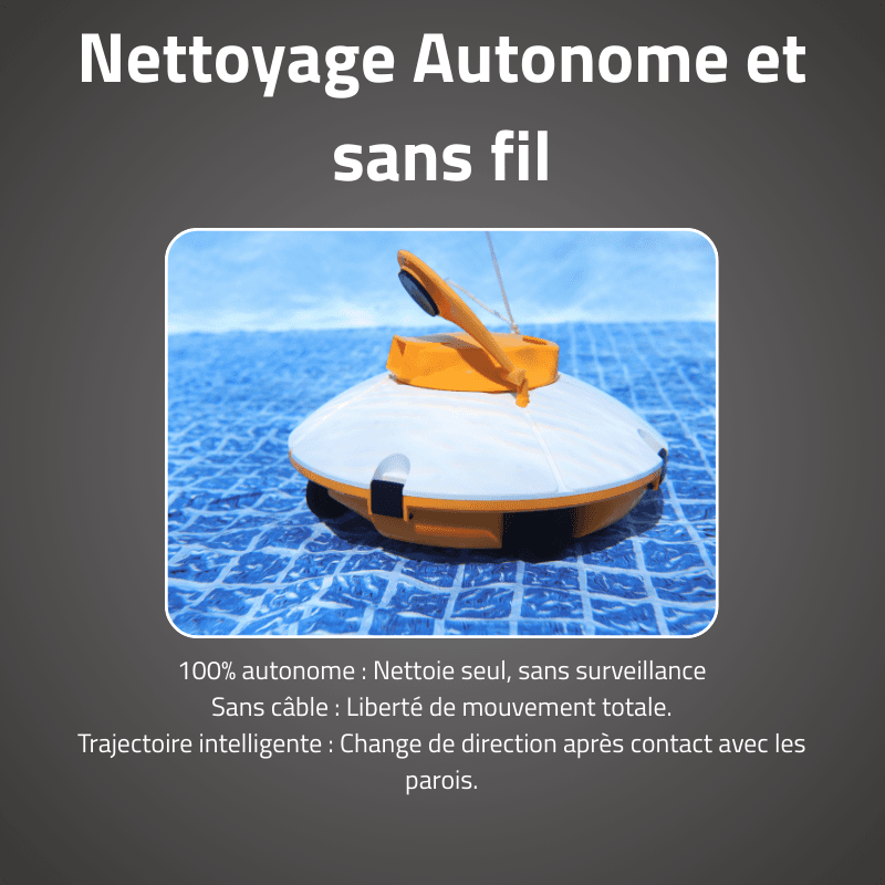 Robot piscine sans fil Frisbee orange nettoyage fond plat 15 m² max - miniature 2
