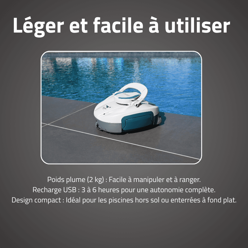 Robot piscine sans fil Jade nettoyage fond plat 15 m² max - miniature 3