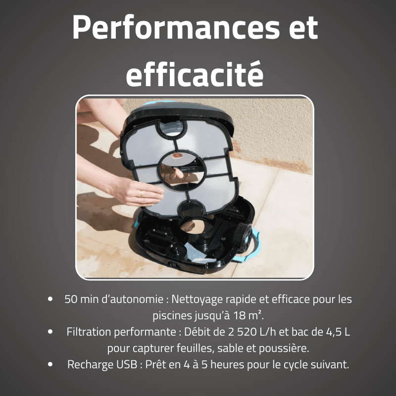 Robot piscine sans fil Platy nettoyage fond plat 18 m² max