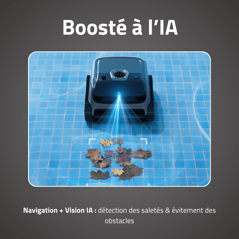 Robot piscine Titan à énergie solaire et navigation IA nettoyage fond parois et ligne d'eau 300 m² max - miniature 3