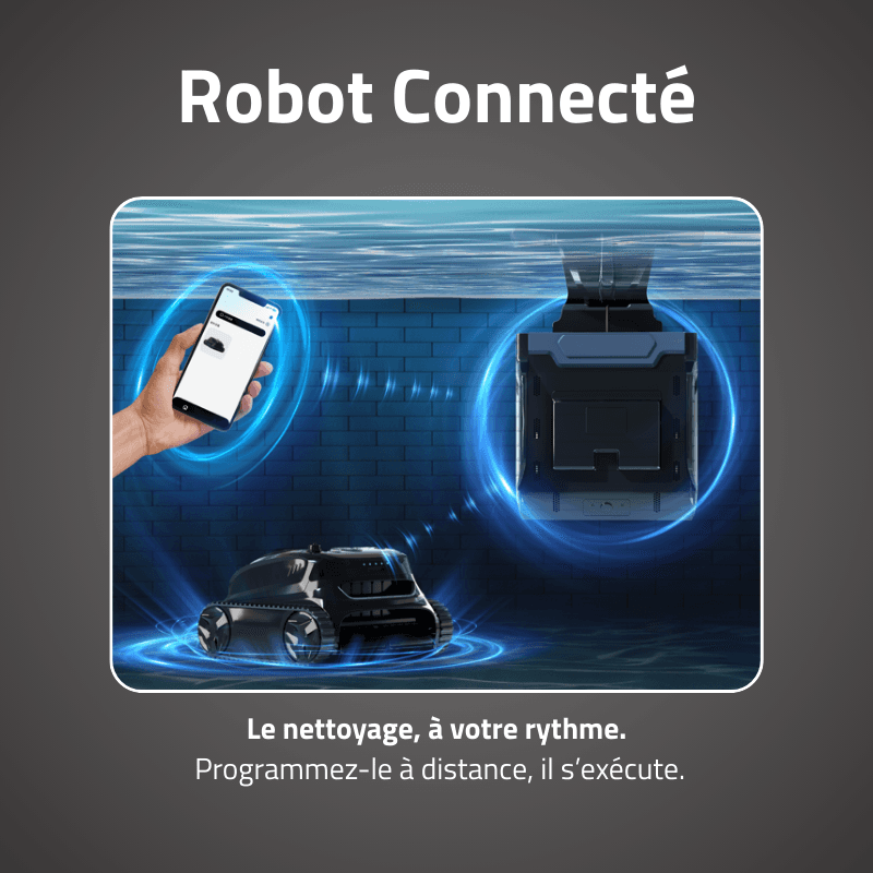Robot piscine Titan à énergie solaire et navigation IA nettoyage fond parois et ligne d'eau 300 m² max - miniature 4