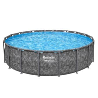 Piscine hors-sol tubulaire ovale Bestway Steel Pro MAX 488 × 305 × 107 cm décor pierres