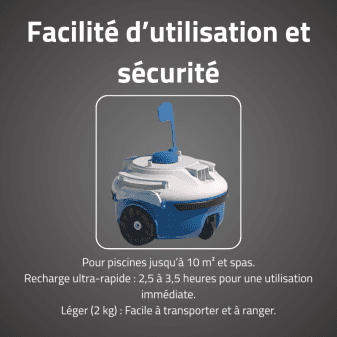 Robot piscine sans fil Guppy bleu fond plat 10m2 - miniature 5