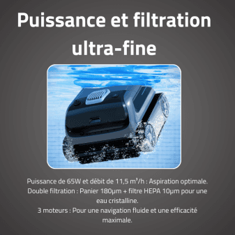 Robot piscine sans fil orion fond parois ligne eau 200m2