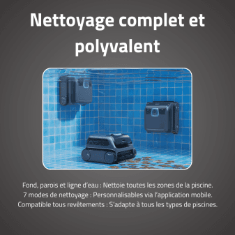 Robot piscine sans fil orion fond parois ligne eau 200m2 - miniature 3