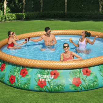 Piscine gonflable ronde Bestway Fast Set 457x84 décor tropical - miniature 4