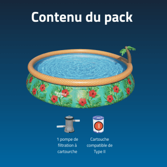 Piscine gonflable ronde Bestway Fast Set 457x84 décor tropical - miniature 5