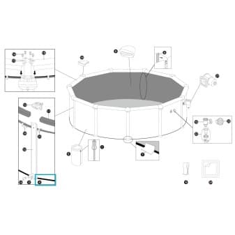 Rail inferieur en pvc pour piscine hydrium ronde 460 m × 120 m