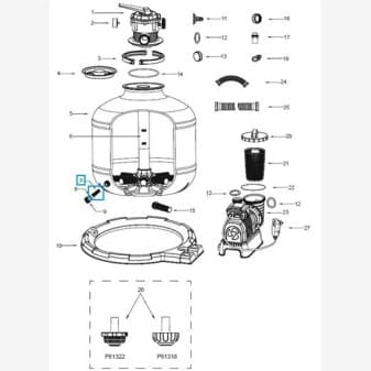 Tamis pour bouchon de vidange de filtre a sable 2000gal - miniature 5