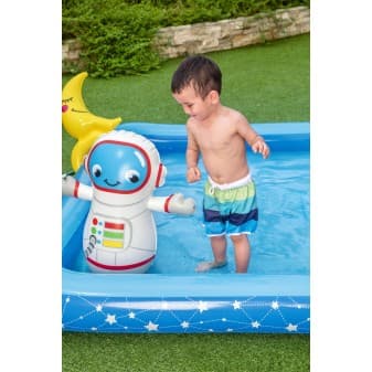 Aire de jeux little astronaut 228 × 206 × 84 cm toboggan punching ball jeux danneaux 2 frisbee