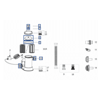 Kit couvercle et joints pour pompes a filtre flowclear Bestway 2 006 l h 3 028 l h 3 785 l h - vue 1