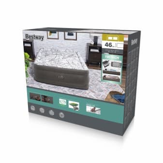 Lit gonflable 2 places 203 × 152 × 46 cm avec pompe électrique intégrée dessus mousse et cadre de lit 67486